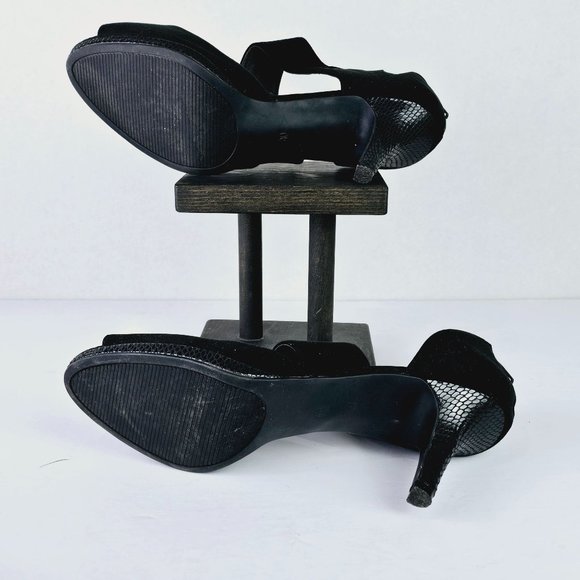 Coach And Four Drina Women's Black D'Orsay Strap Zipper Back Heels Sz 10 - Picture 8 of 9